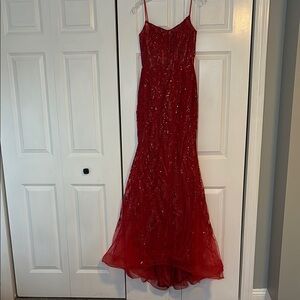 Elegant Red Sequin Gown